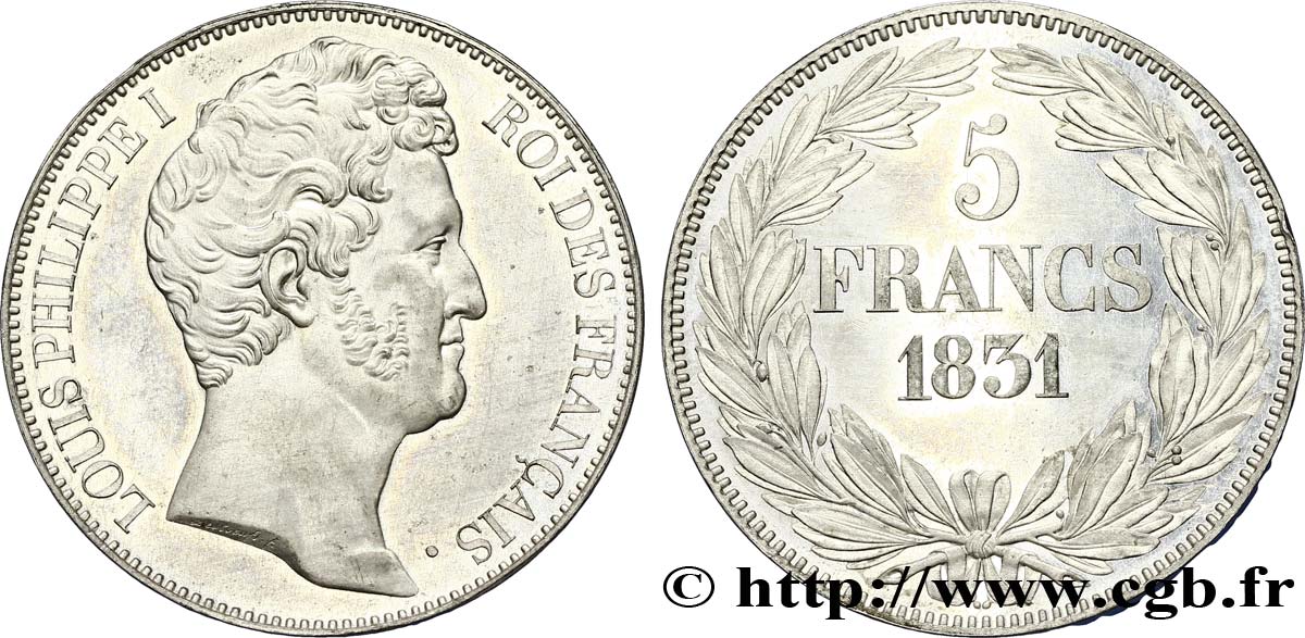 Essai de 5 francs en étain par Desbœufs 1831 Paris VG.2765  SPL63 