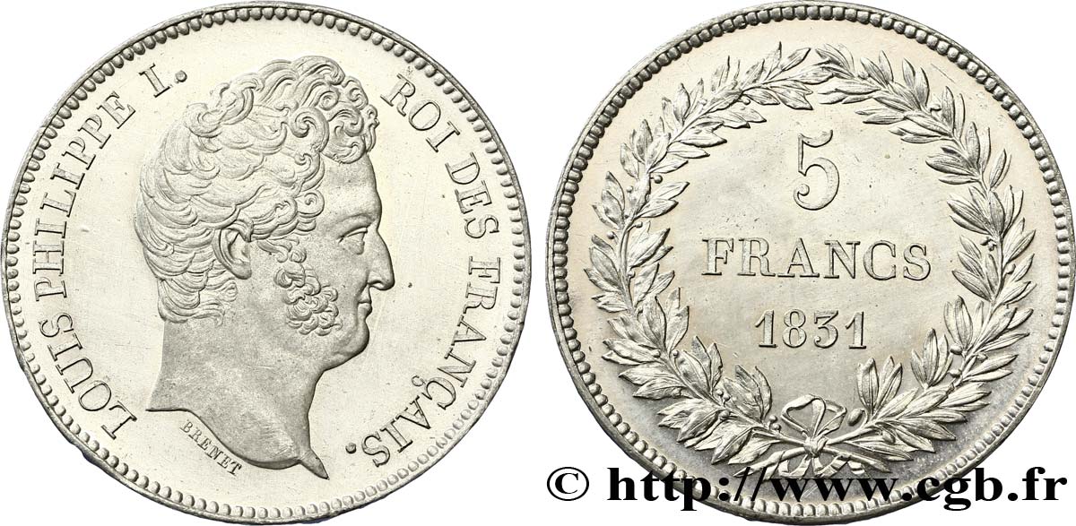 Essai de 5 francs en étain par Brenet 1831 Paris VG.2763  MS63 