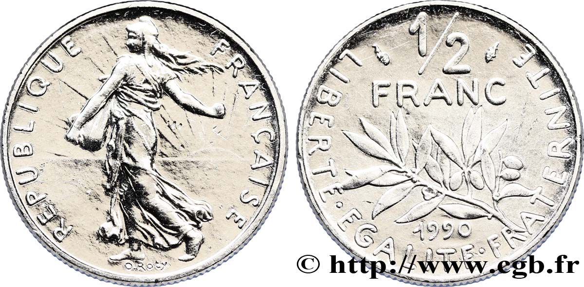 1/2 franc Semeuse 1990 Pessac F.198/29 AU58 