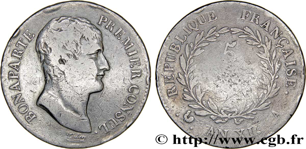 5 francs Bonaparte Premier Consul 1803 Paris F.301/1 TB15 