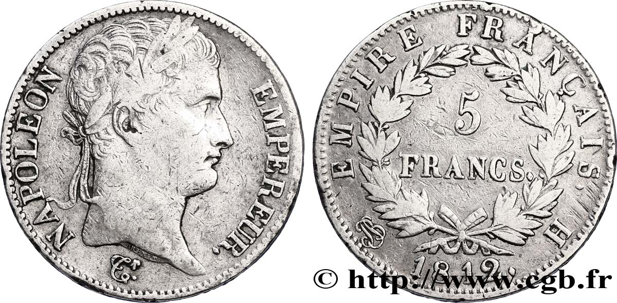 5 francs Napoléon Empereur, Empire français 1812 La Rochelle F.307/45 S30 