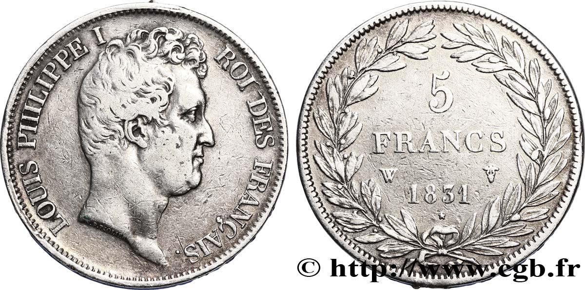 5 francs type Tiolier avec le I, tranche en creux 1831 Lille F.315/27 BC35 