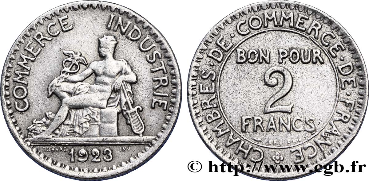 Faux de 2 francs Chambres de Commerce 1923  F.267/5 var. XF45 
