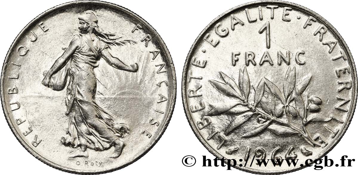 1 franc Semeuse, nickel 1964 Paris F.226/8 AU58 