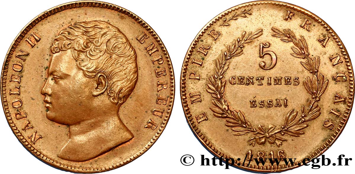 Essai de 5 centimes en bronze 1816  VG.2413  SUP60 