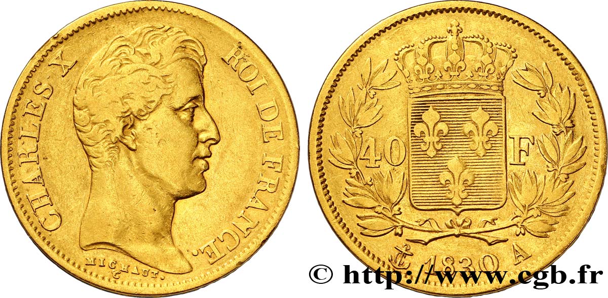 40 francs or Charles X, 2e type 1830 Paris F.544/5 VF35 