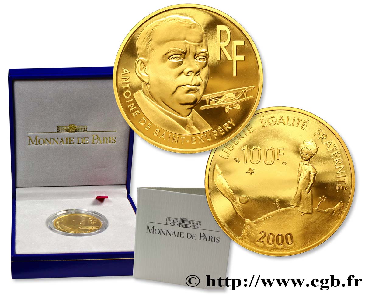 Belle Épreuve 100 francs or - Antoine de Saint-Exupéry 2000 Paris F.1680 1 FDC70 