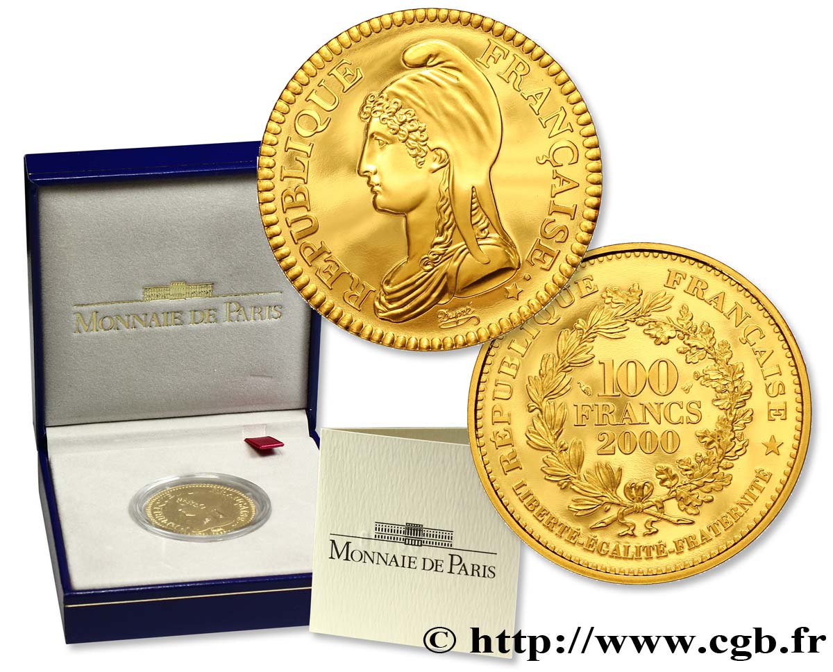 Belle Épreuve 100 Francs Or - Marianne de Dupré 2000 Paris F.1693 1 FDC70 