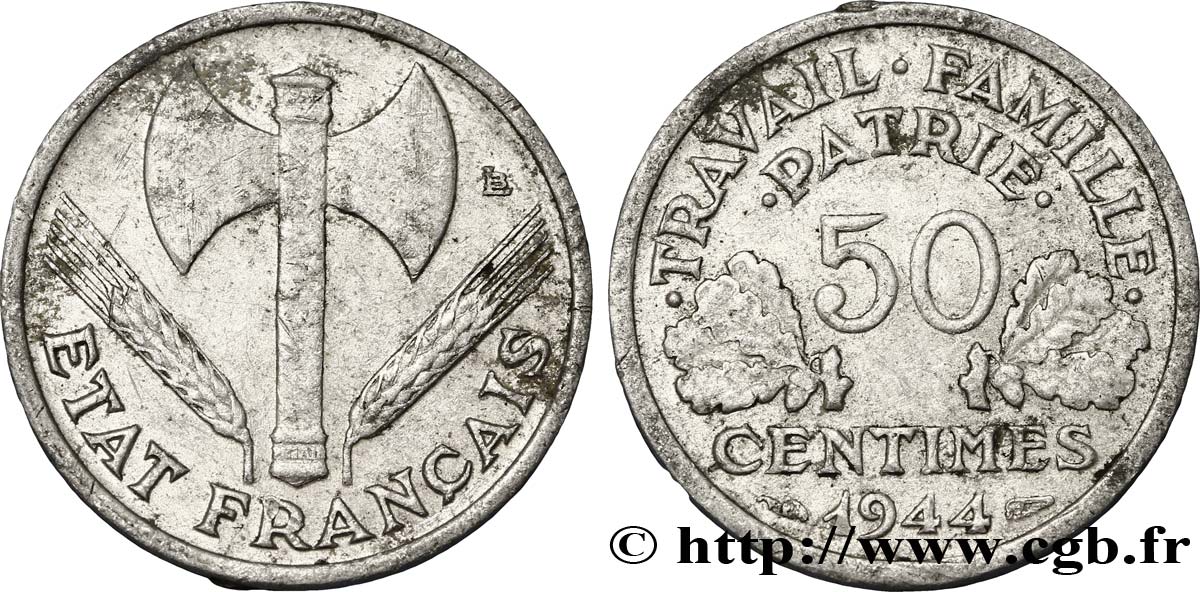 50 centimes Francisque, légère 1944  F.196/4 MBC48 