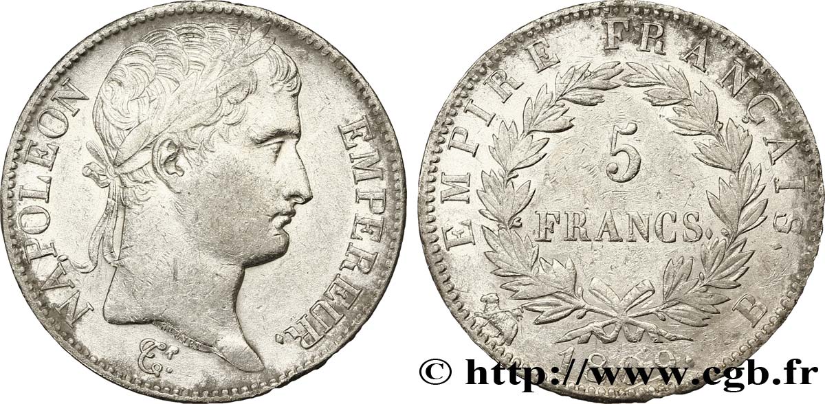 5 francs Napoléon Empereur, Empire français 1809 Rouen F.307/2 MBC48 
