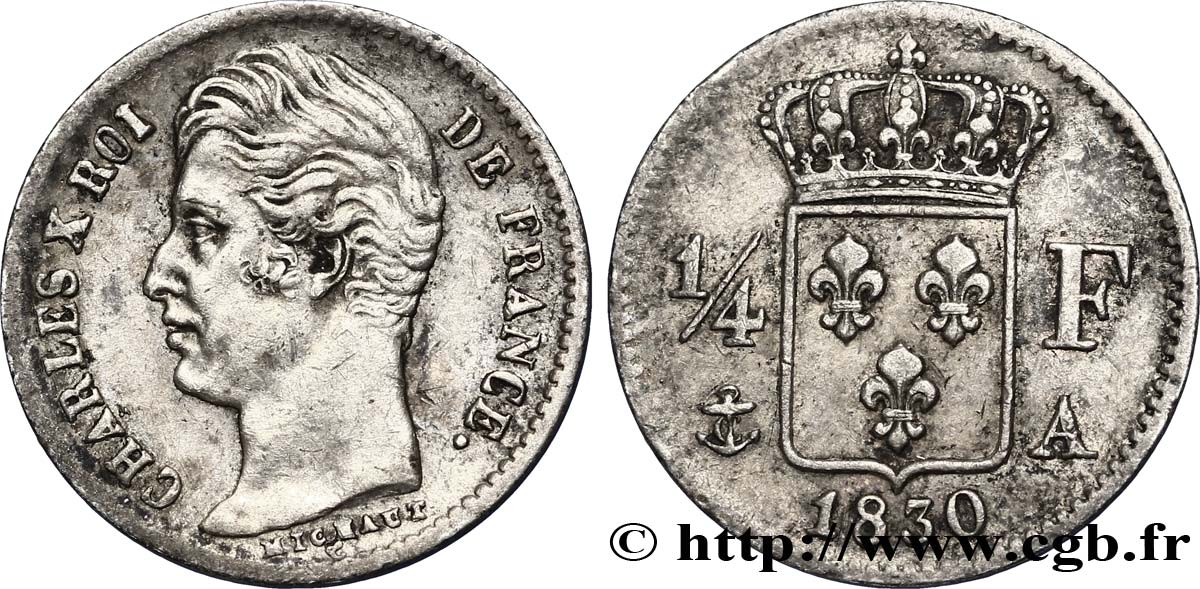 1/4 franc Charles X 1830 Paris F.164/39 BB50 
