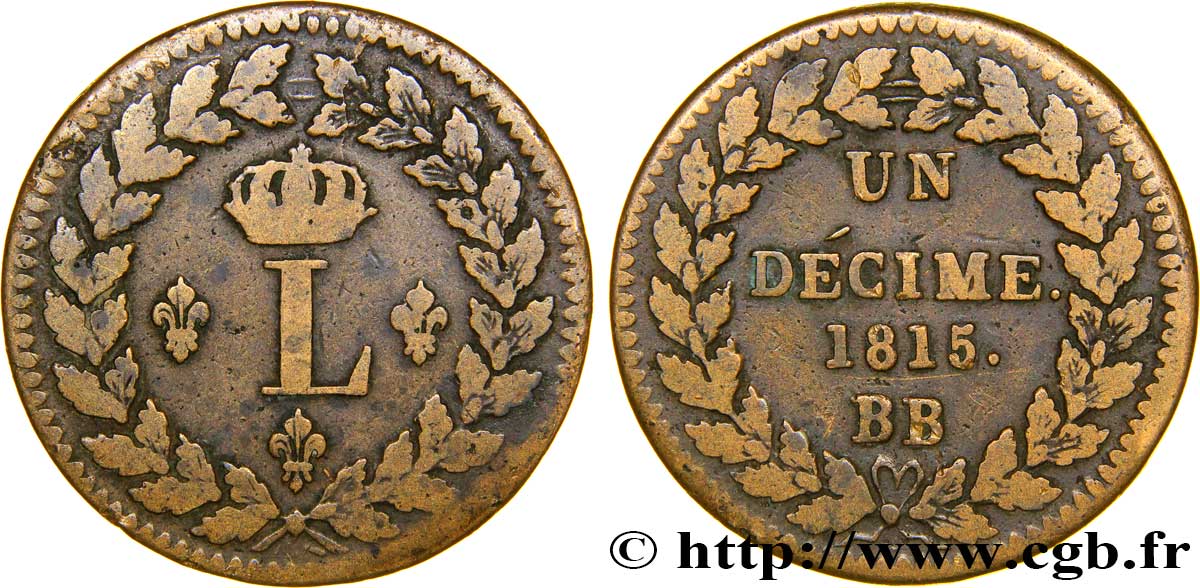 Un décime à l’L couronnée 1815  Strasbourg F.132A/3 TB25 