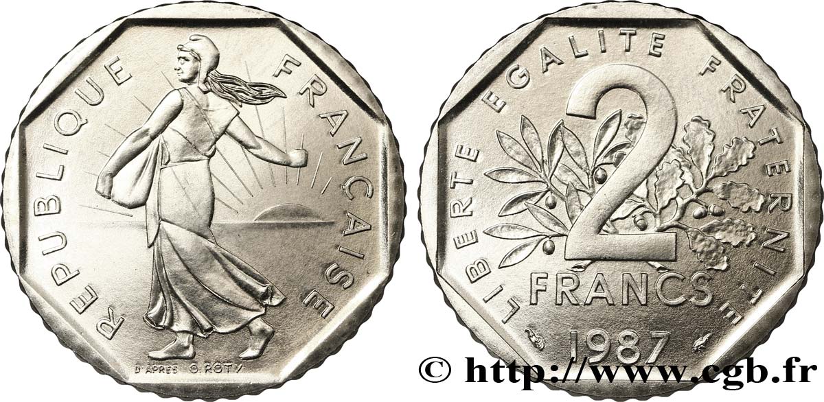 2 francs Semeuse, nickel 1987 Pessac F.272/11 fST63 