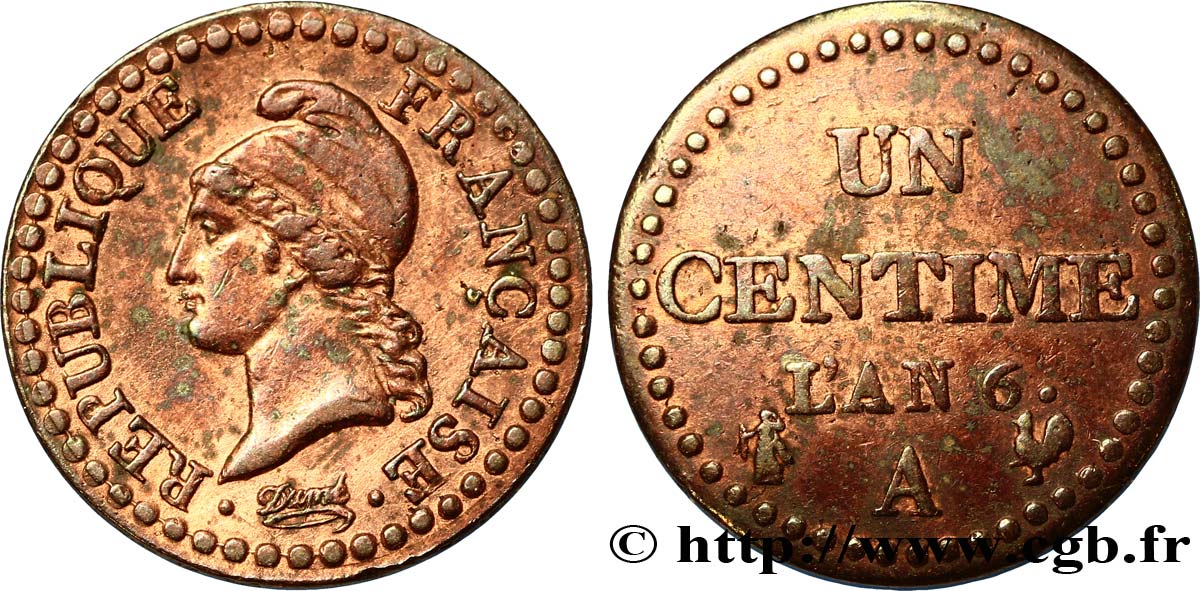 Un centime Dupré, 6 normal 1798 Paris F.100/3 TTB48 