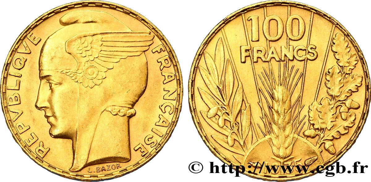 100 francs or, Bazor 1935 Paris F.554/6 SPL58 