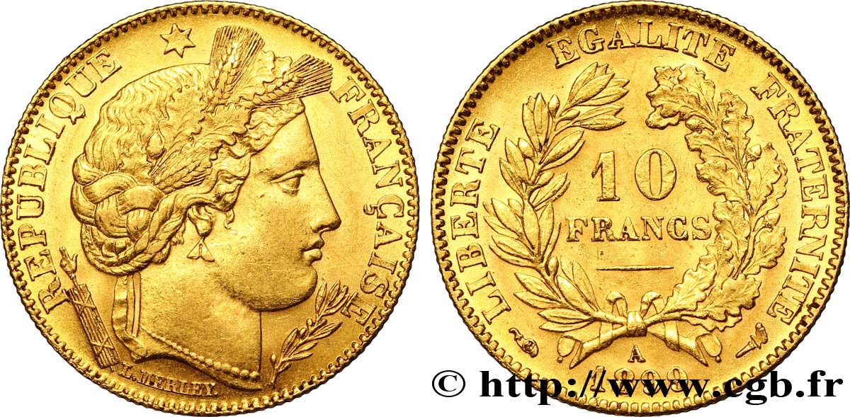 10 francs or Cérès, Troisième République 1899 Paris F.508/5 VZ58 