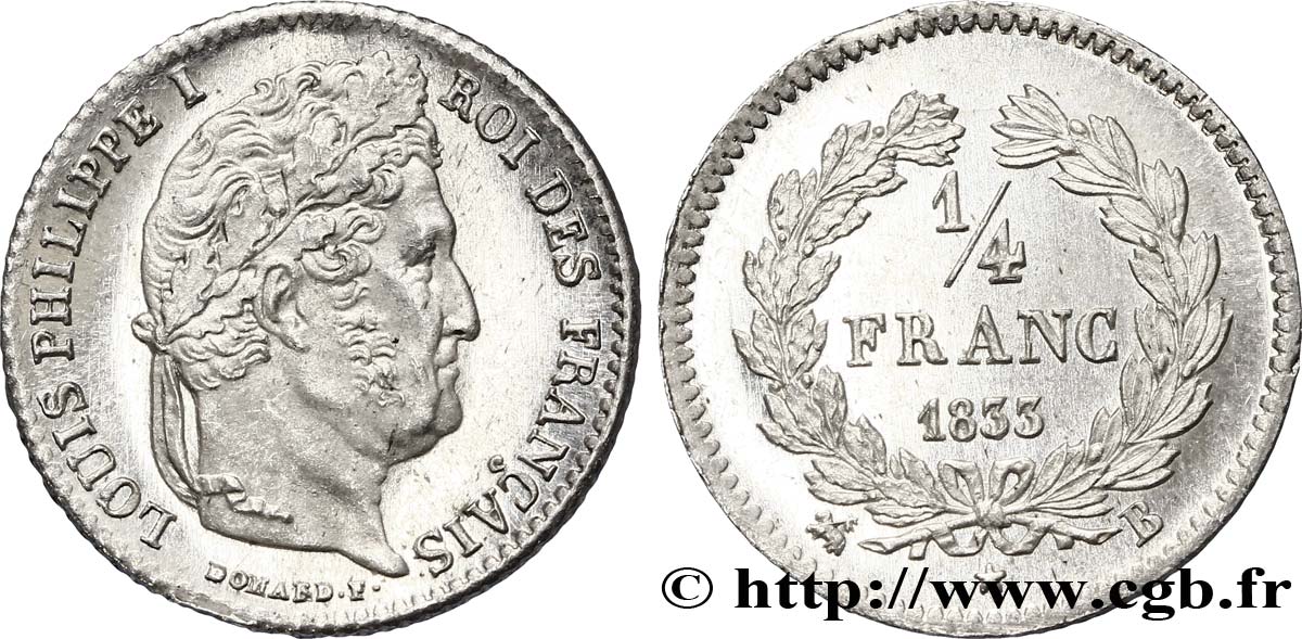 1/4 franc Louis-Philippe 1833 Rouen F.166/31 SUP60 