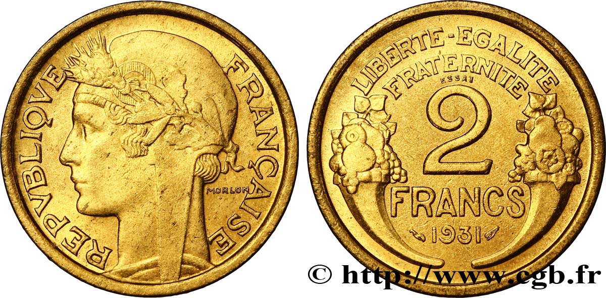 Essai de 2 francs Morlon 1931  F.268/1 SUP59 