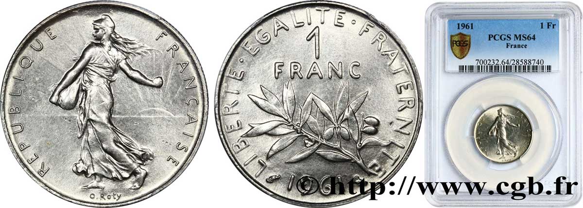 1 franc Semeuse, nickel 1961 Paris F.226/6 SC64 PCGS
