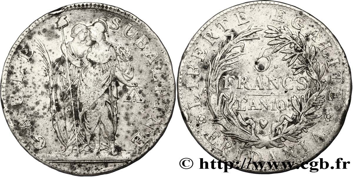 5 francs 1802 Turin VG.846  TB30 