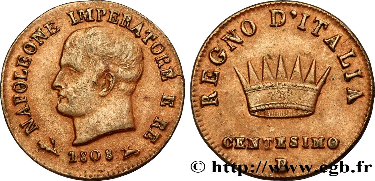 Centesimo Napoléon Empereur et Roi d’Italie 1808 Bologne M.120  TB35 