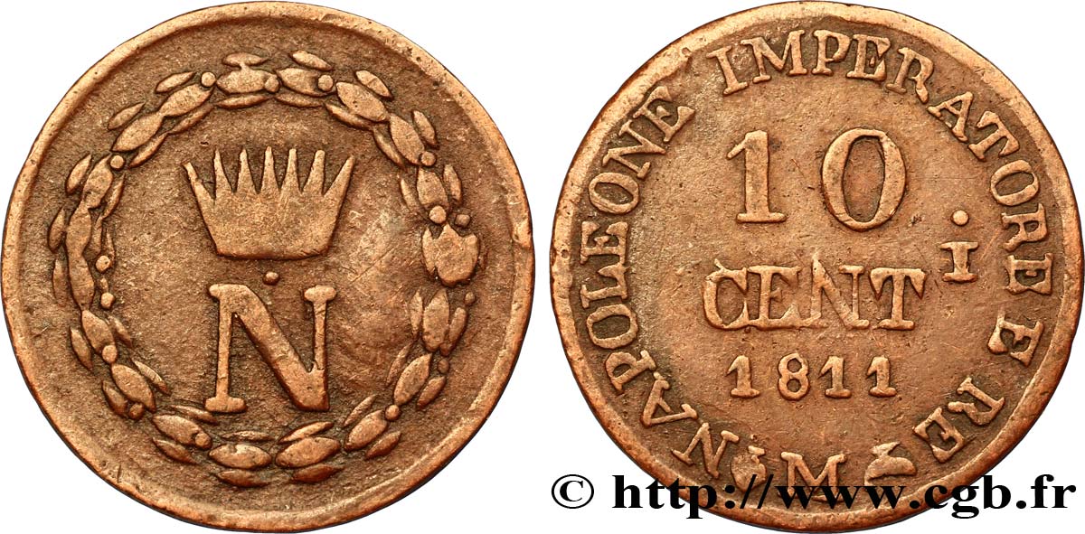 Faux de 10 centesimi 1811 Milan M.291  var. VF30 