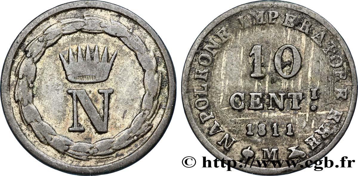 10 centesimi 1811 Milan VG.1366  XF45 