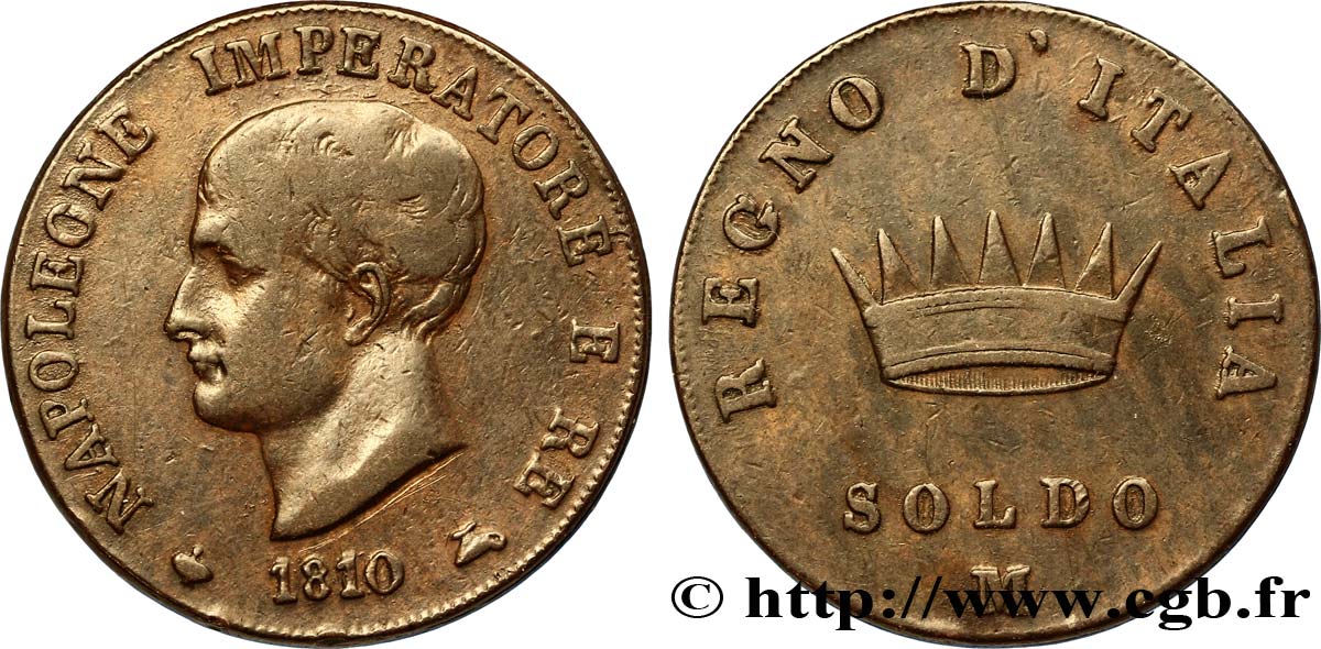 Soldo Napoléon Empereur et Roi d’Italie, 1er type 1809 Milan M.298  S25 