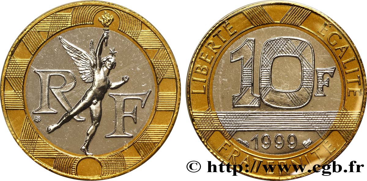 10 francs Génie de la Bastille, BU (Brillant Universel)  1999 Pessac F.375/16 FDC70 