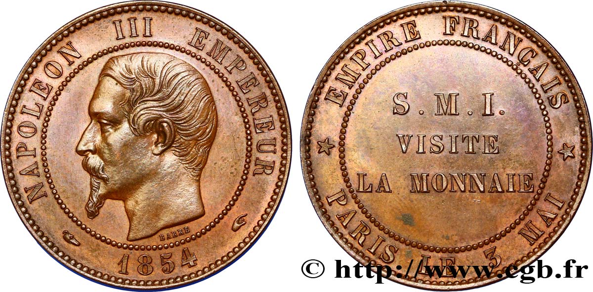 Module Dix Centimes, visite à la Monnaie de Paris 1854 Lille VG.3401  MS60 