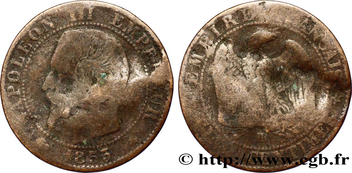 Cinq centimes Napoléon III, tête nue 1855 Strasbourg F.116/21 B6 