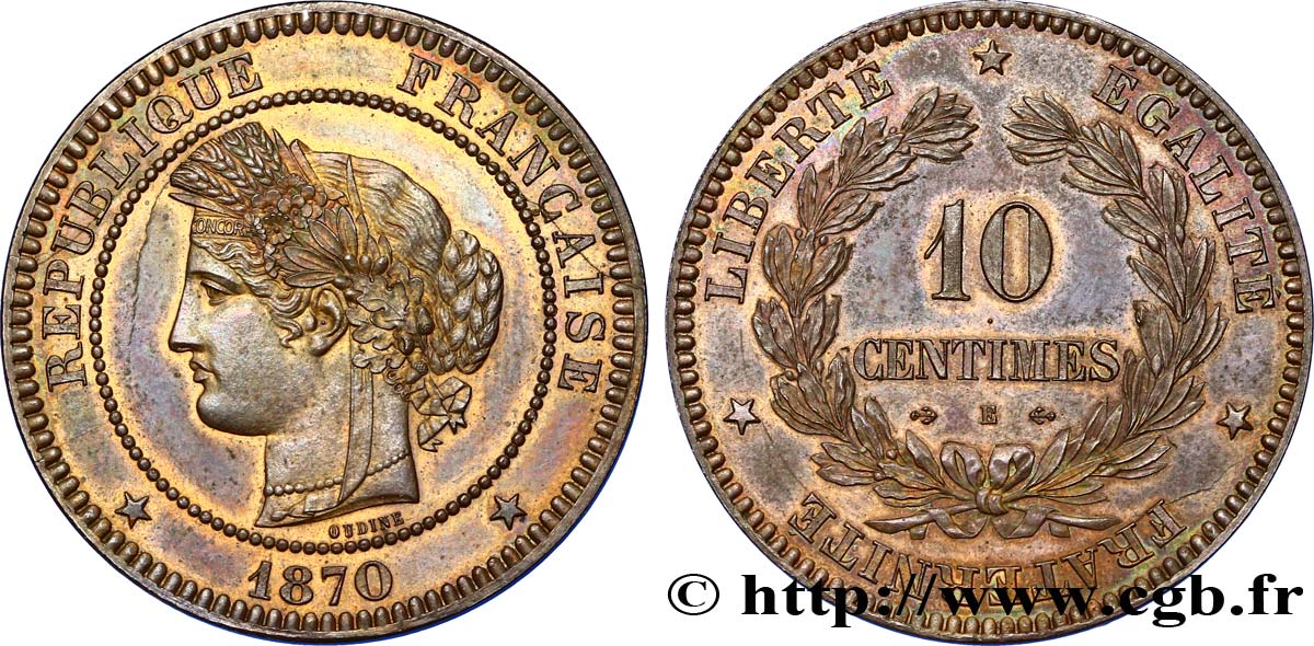 Essai de 10 centimes Cérès 1870 Paris F.135/1 AU58 