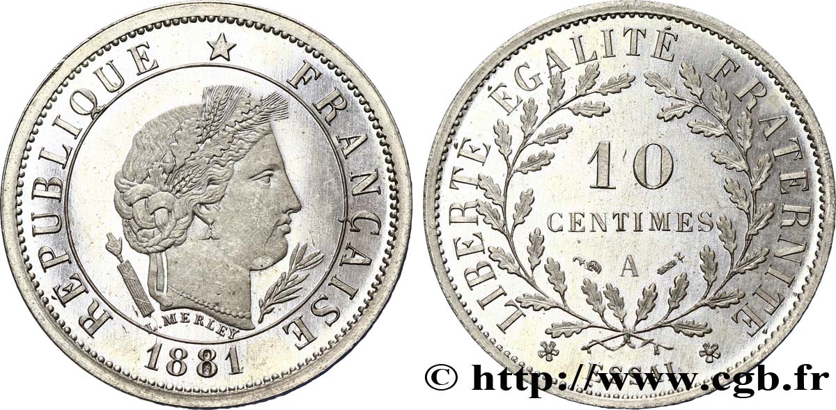 Essai de 10 centimes Merley 1881 Paris VG.3978  SPL63 