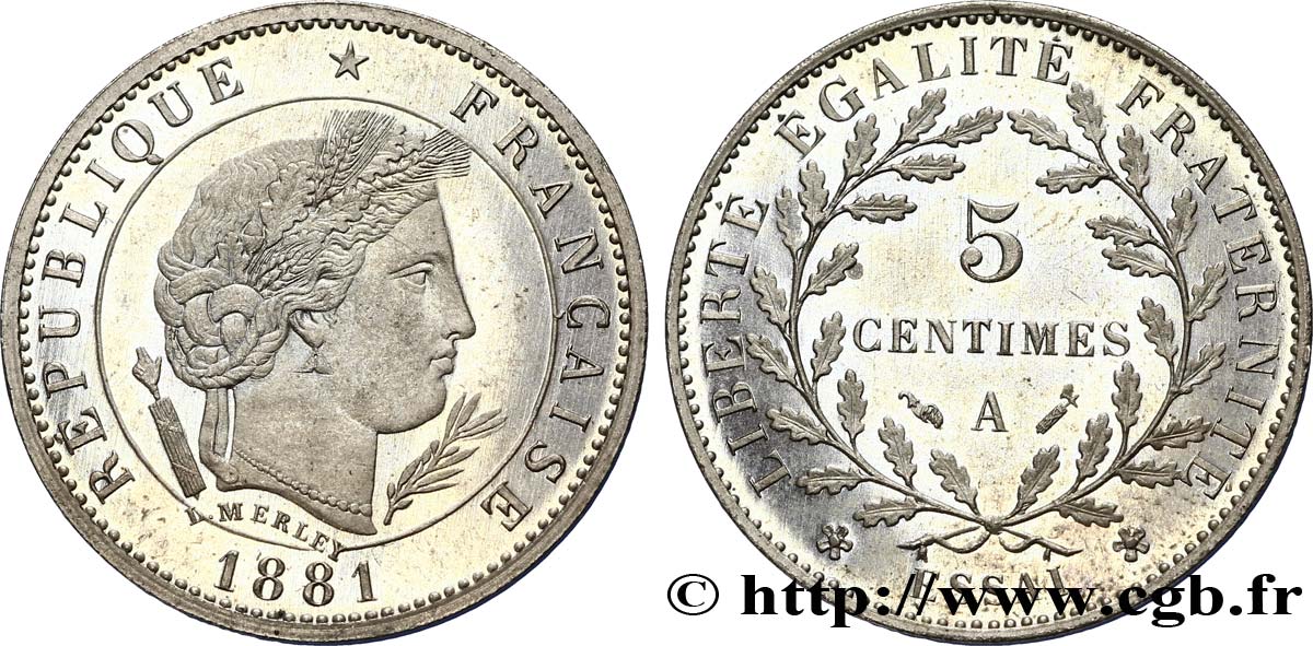 Essai de 5 centimes Merley 1881 Paris VG.3979  SPL63 