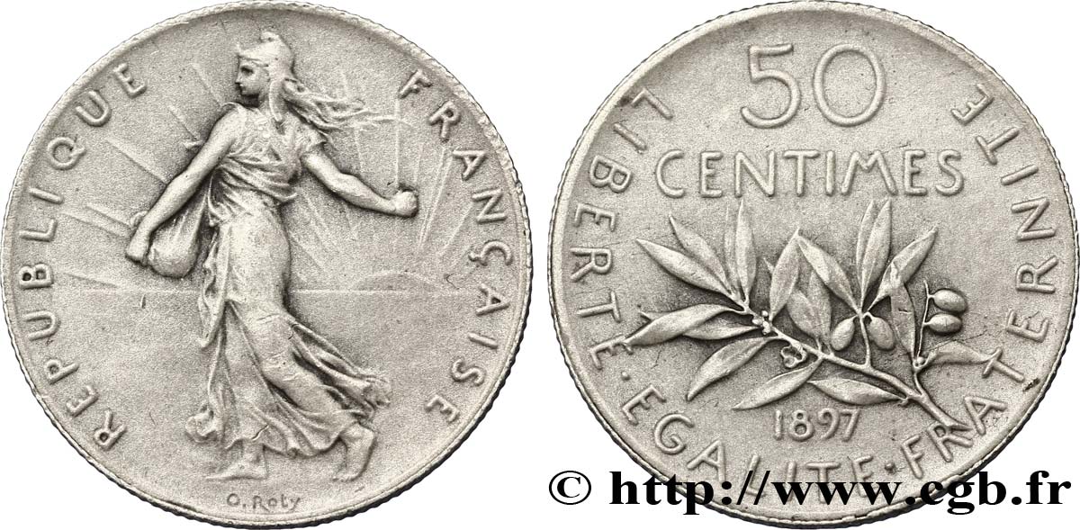 50 centimes Semeuse 1897  F.190/2 AU50 