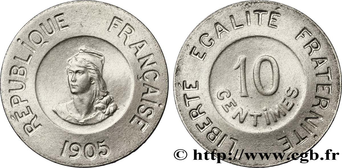Essai de 10 centimes Rude en nickel 1905  GEM.35 1 SC63 