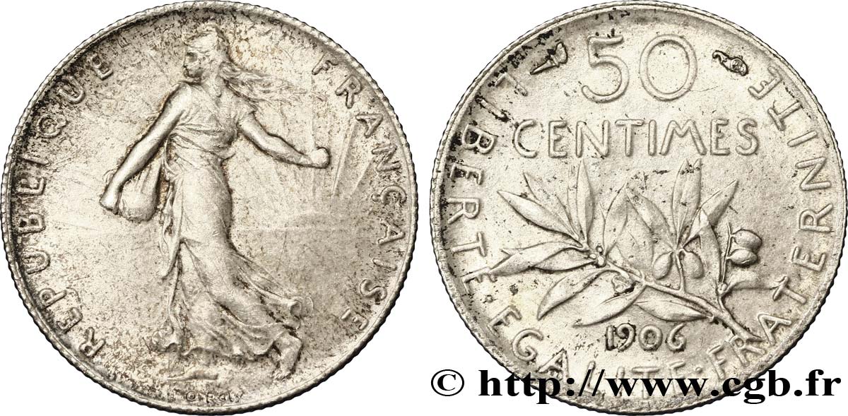 50 centimes Semeuse 1906 Paris F.190/13 MS63 