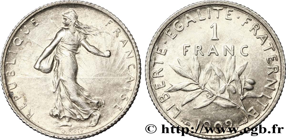 1 franc Semeuse 1902 Paris F.217/7 EBC58 