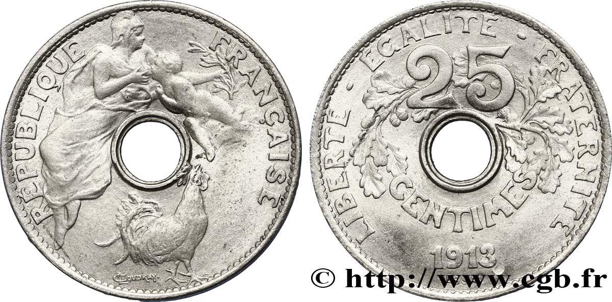 Essai de 25 centimes par Coudray, grand module 1913 Paris GEM.68 1 MS63 