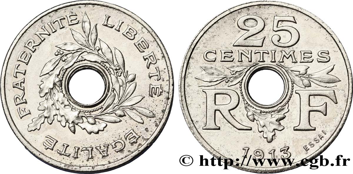 Essai de 25 centimes par Guis, petit module 1913 Paris VG.4754  SUP60 