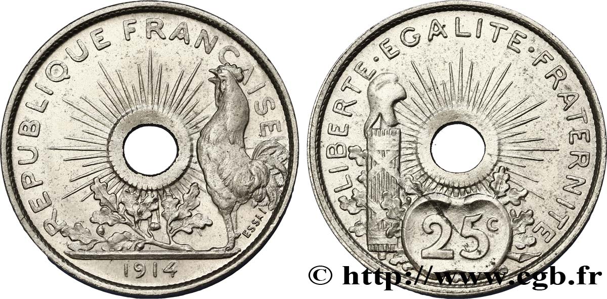 Essai de 25 centimes par Pillet, grand module 1914 Paris VG.4812  EBC62 