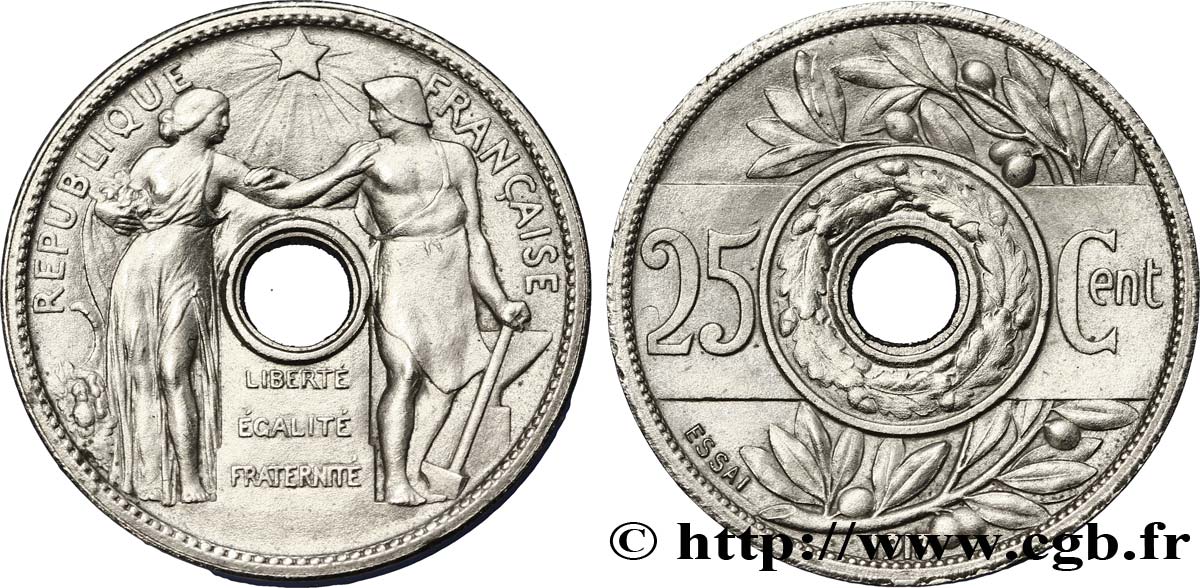 Essai de 25 centimes par Varenne, petit module 1913 Paris VG.4768  SUP62 