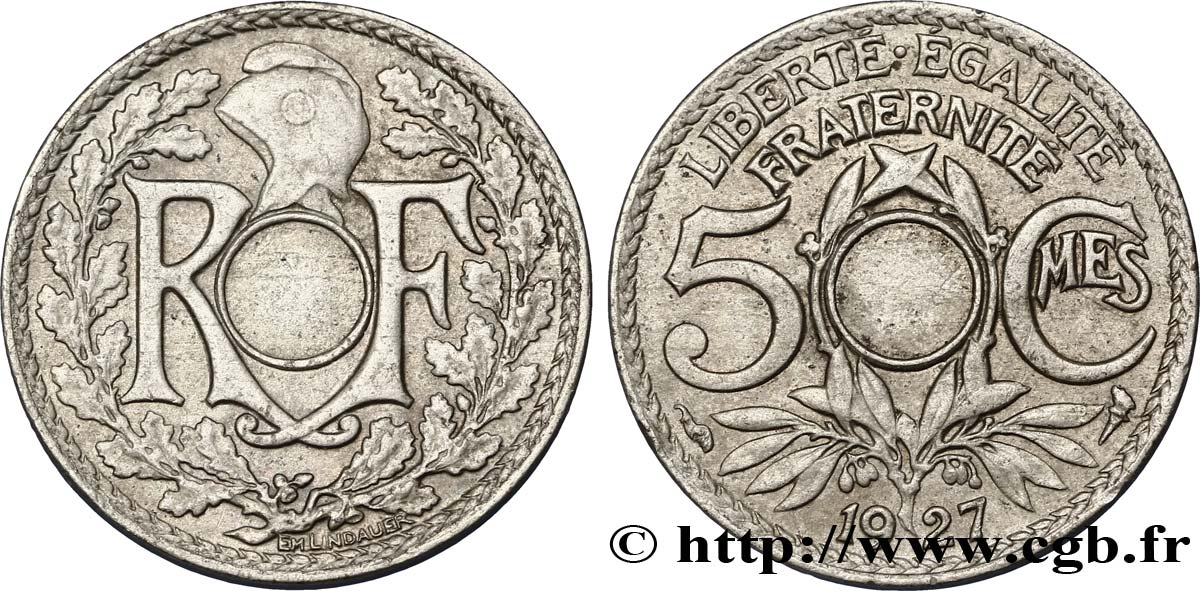 5 centimes Lindauer, petit module, non perforé 1927 Paris F.122/12 var. AU52 