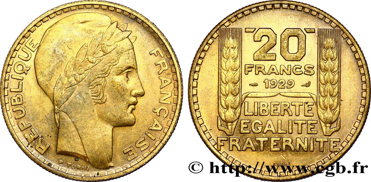 Essai de 20 francs Turin en bronze-aluminium 1929 Paris GEM.199 5 VZ60 