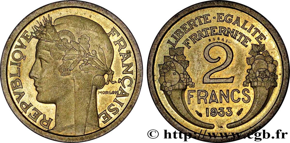 Essai de 2 francs Morlon 1933 Paris F.268/4 EBC62 
