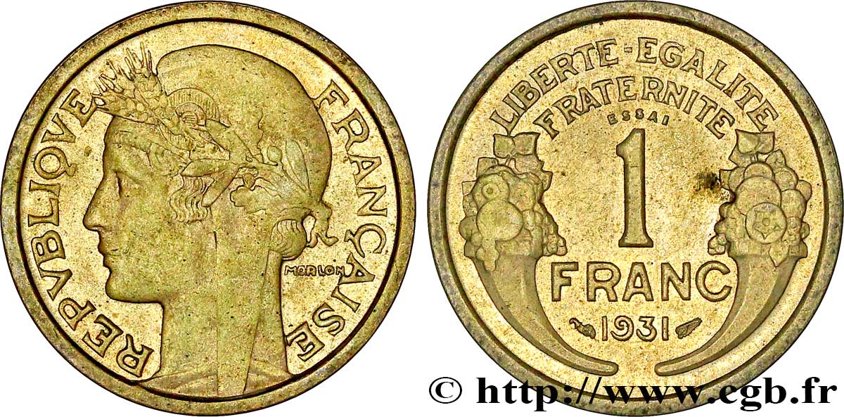 Essai de 1 franc Morlon 1931  F.219/1 MS60 