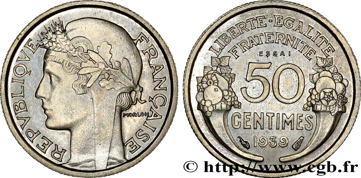 Essai de 50 centimes Morlon en nickel 1939 Paris VG.5510  SPL62 