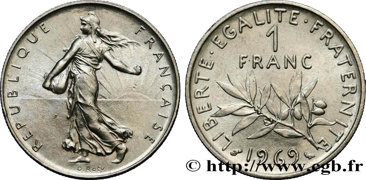 1 franc Semeuse, nickel 1969 Paris F.226/14 EBC62 