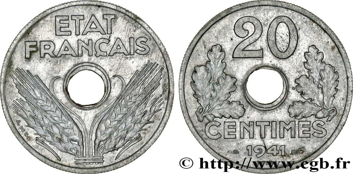 Essai de 20 centimes État français 1941 Paris F.153/1 EBC58 