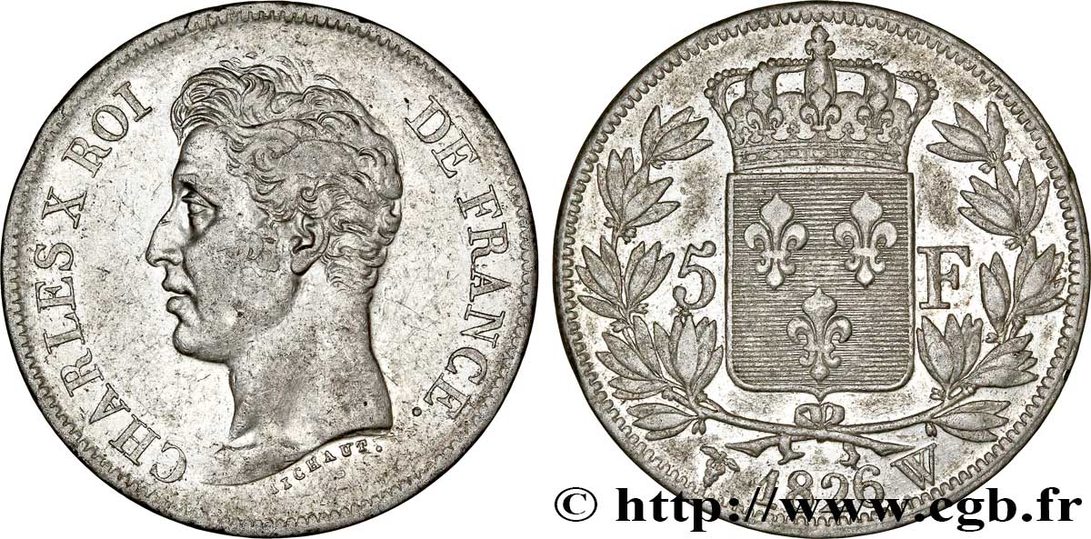 5 francs Charles X, 1er type 1826 Lille F.310/27 TTB40 